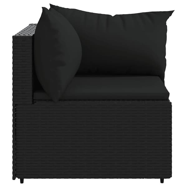 vidaXL hjørnemodul til havesofa med hynder polyrattan sort