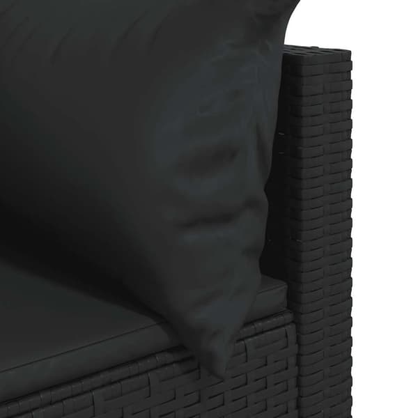 vidaXL hjørnemodul til havesofa med hynder polyrattan sort