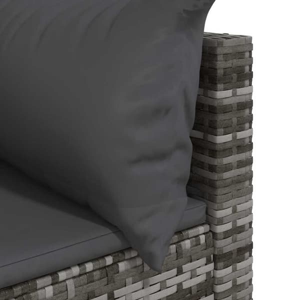 vidaXL hjørnemodul til havesofa med hynder polyrattan grå