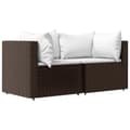 Miniatyrbillede 3 af 11: vidaXL hjørnemoduler til havesofa 2 stk. med hynder polyrattan brun