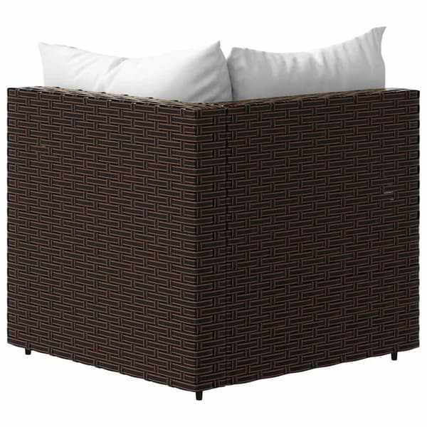 vidaXL hjørnemoduler til havesofa 2 stk. med hynder polyrattan brun