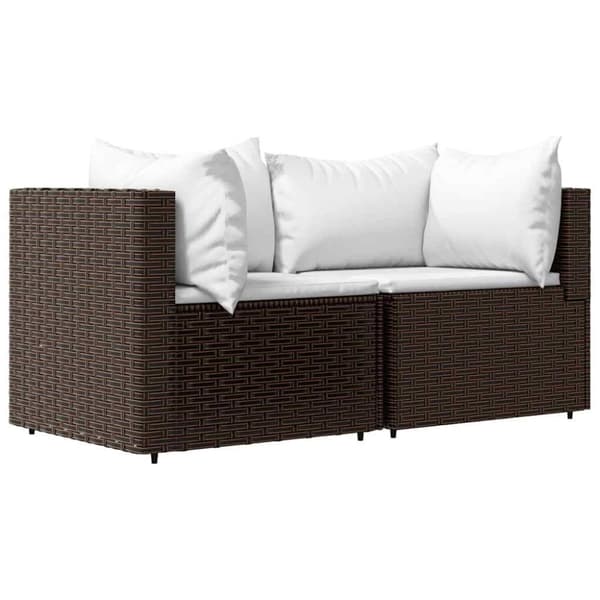 vidaXL hjørnemoduler til havesofa 2 stk. med hynder polyrattan brun