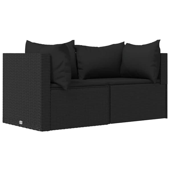vidaXL hjørnemoduler til havesofa 2 stk. med hynder polyrattan sort