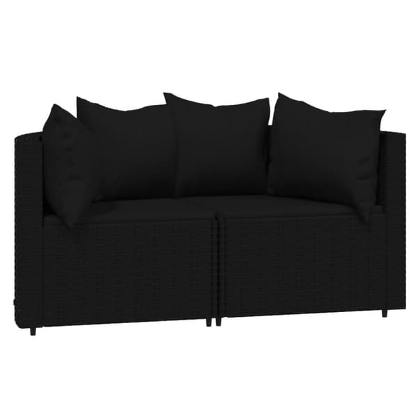 vidaXL hjørnemoduler til havesofa 2 stk. med hynder polyrattan sort