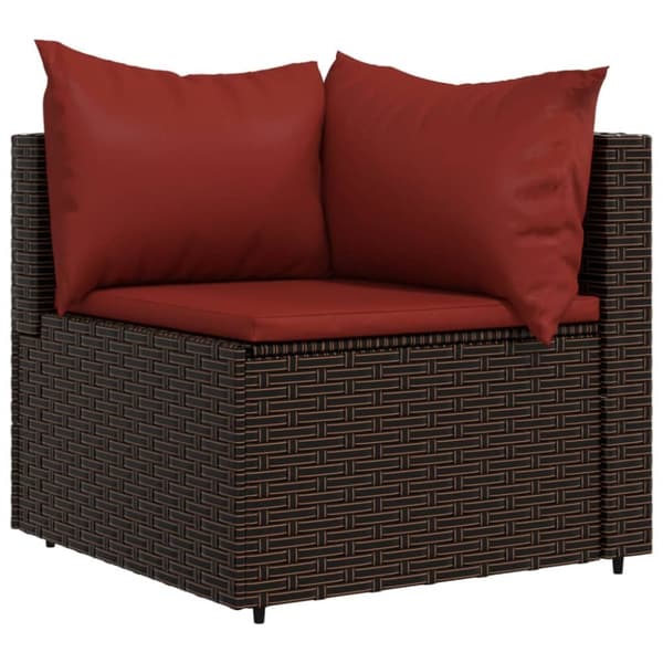 vidaXL hjørnemodul til havesofa med hynder polyrattan brun