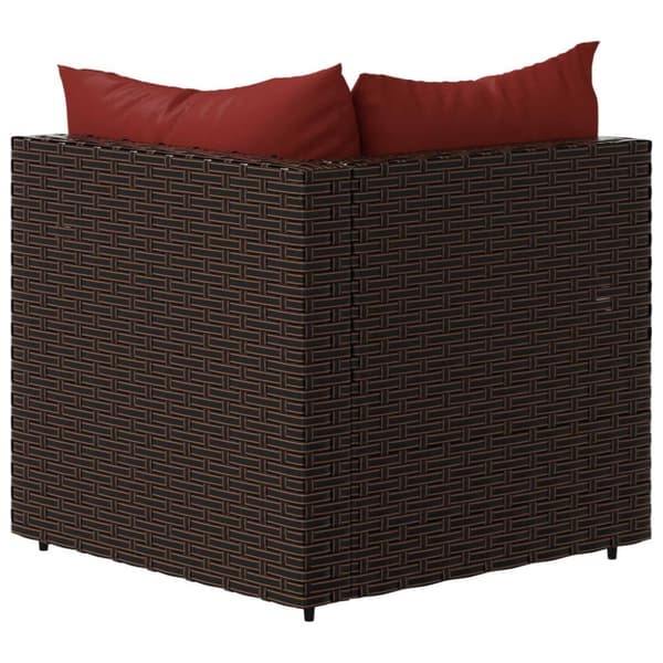 vidaXL hjørnemodul til havesofa med hynder polyrattan brun