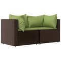 Miniatyrbillede 3 af 11: vidaXL hjørnemoduler til havesofa 2 stk. med hynder polyrattan brun
