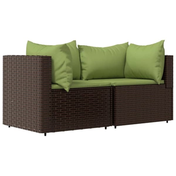 vidaXL hjørnemoduler til havesofa 2 stk. med hynder polyrattan brun