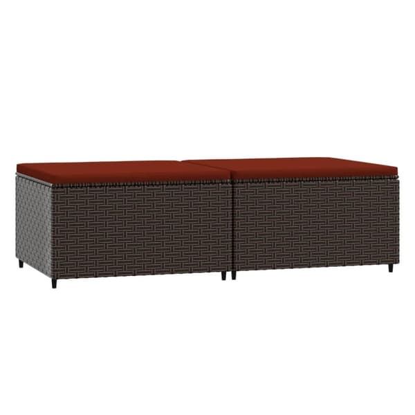 vidaXL fodskamler til have 2 stk. med hynder polyrattan brun