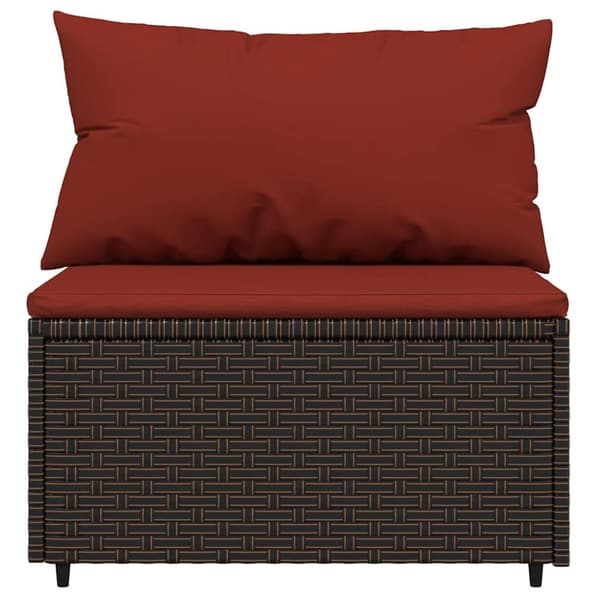 vidaXL midtermodul til havesofa med hynde polyrattan brun