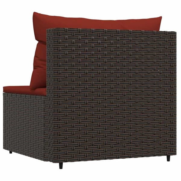 vidaXL midtermodul til havesofa med hynde polyrattan brun