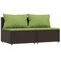 Miniatyrbillede 3 af 10: vidaXL midtermoduler til havesofa 2 stk. med hynder polyrattan brun