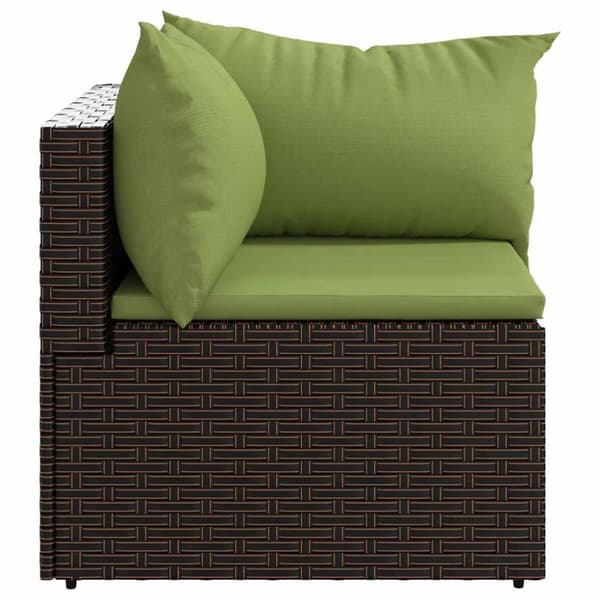 vidaXL hjørnemodul til havesofa med hynder polyrattan brun