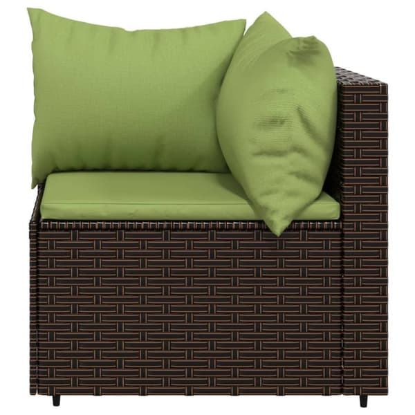 vidaXL hjørnemodul til havesofa med hynder polyrattan brun