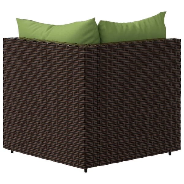 vidaXL hjørnemodul til havesofa med hynder polyrattan brun