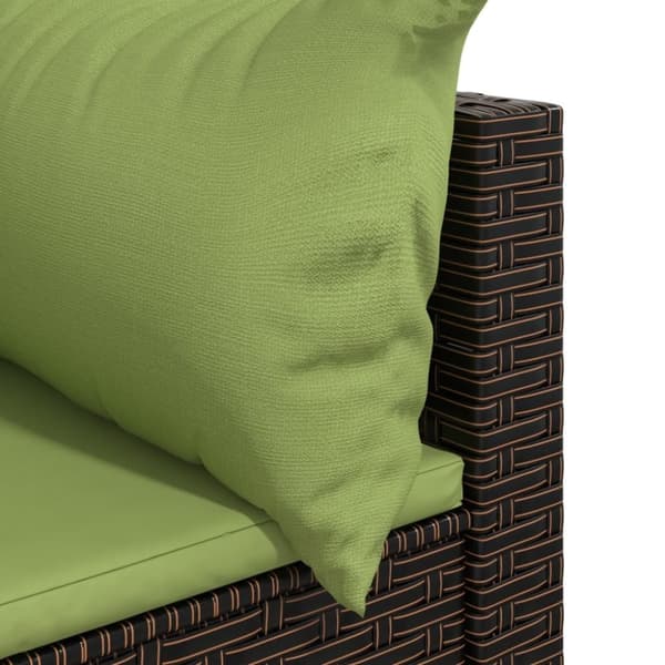 vidaXL hjørnemodul til havesofa med hynder polyrattan brun