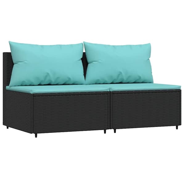vidaXL midtermoduler til havesofa 2 stk. med hynder polyrattan sort