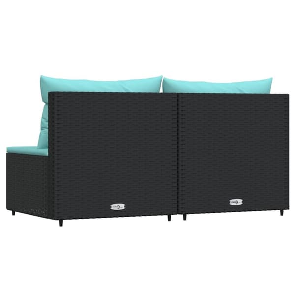 vidaXL midtermoduler til havesofa 2 stk. med hynder polyrattan sort