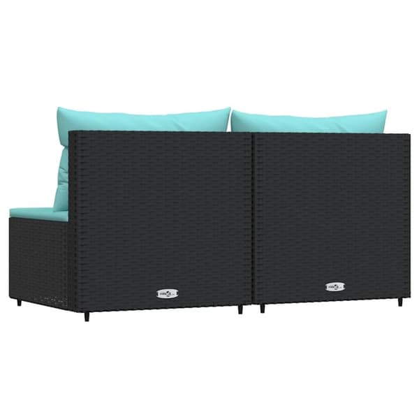 vidaXL midtermoduler til havesofa 2 stk. med hynder polyrattan sort