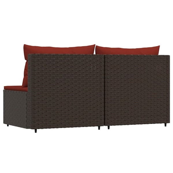 vidaXL midtermoduler til havesofa 2 stk. med hynder polyrattan brun
