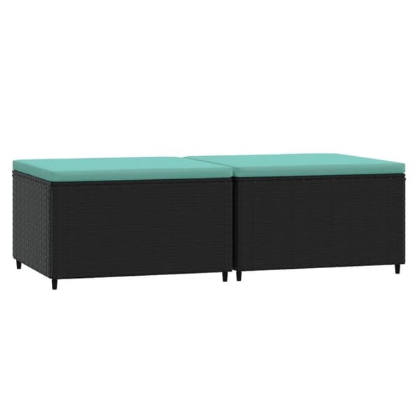 vidaXL fodskamler til have 2 stk. med hynder polyrattan sort
