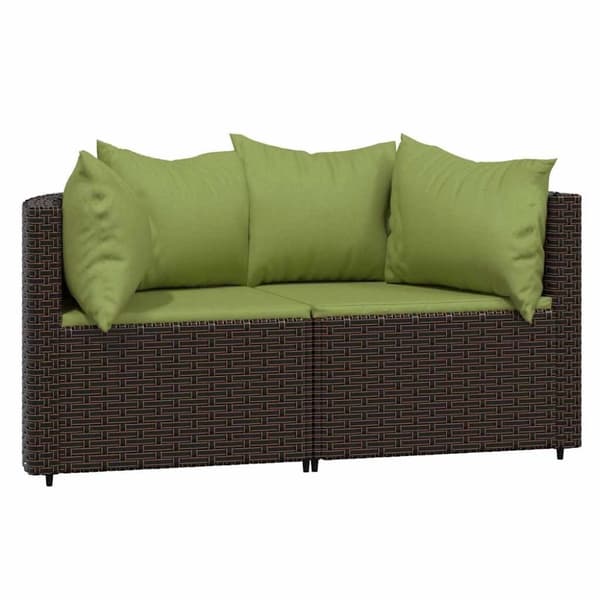 vidaXL hjørnemoduler til havesofa 2 stk. med hynder polyrattan brun