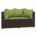 Miniatyrbillede 3 af 11: vidaXL hjørnemoduler til havesofa 2 stk. med hynder polyrattan brun