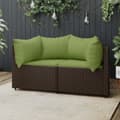 Miniatyrbillede 1 af 11: vidaXL hjørnemoduler til havesofa 2 stk. med hynder polyrattan brun