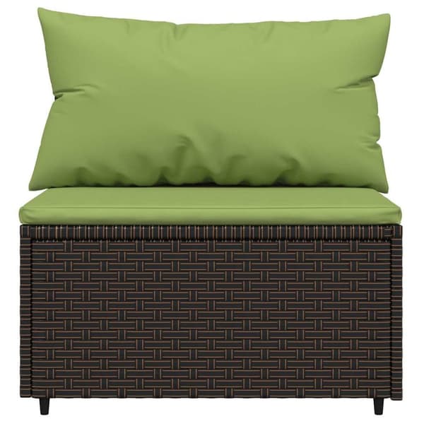 vidaXL midtermodul til havesofa med hynde polyrattan brun