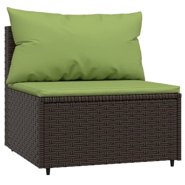 vidaXL midtermodul til havesofa med hynde polyrattan brun