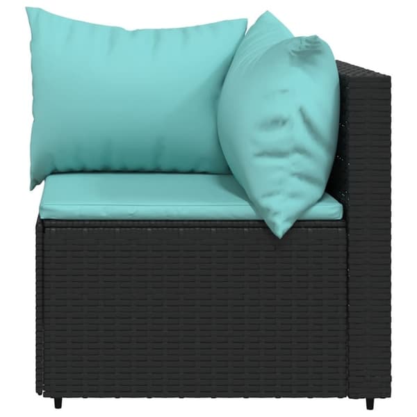 vidaXL hjørnemodul til havesofa med hynder polyrattan sort