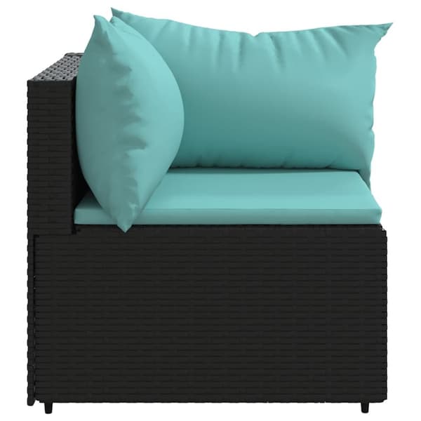 vidaXL hjørnemodul til havesofa med hynder polyrattan sort