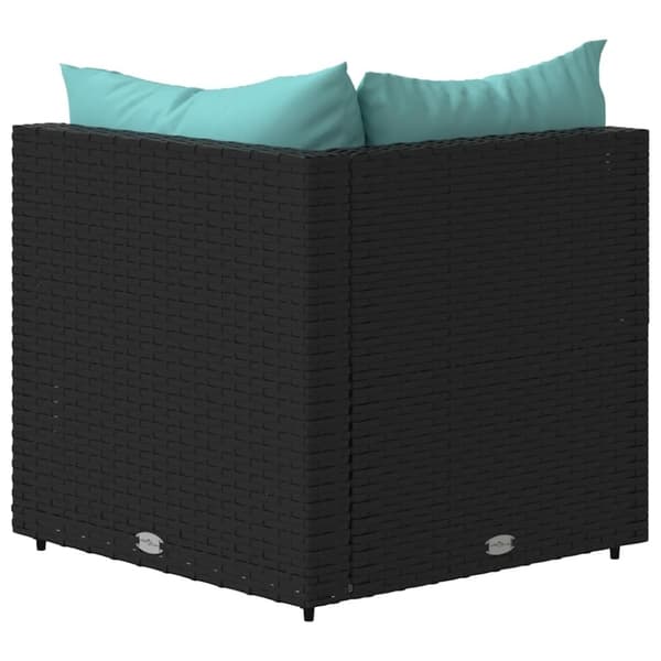 vidaXL hjørnemodul til havesofa med hynder polyrattan sort
