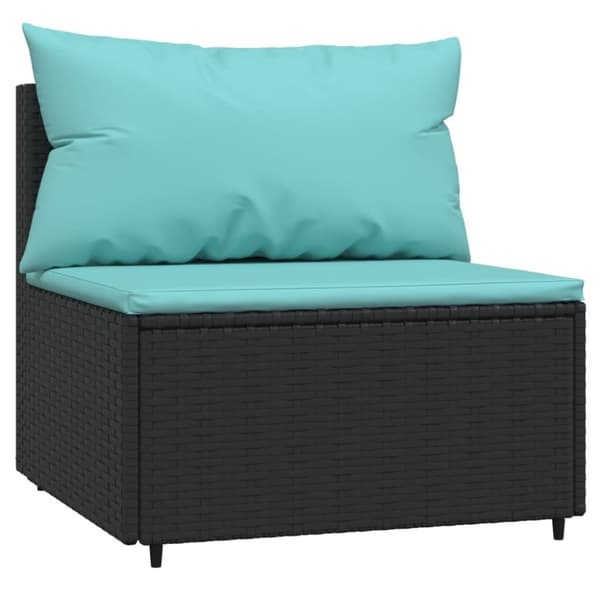 vidaXL midtermodul til havesofa med hynder polyrattan sort