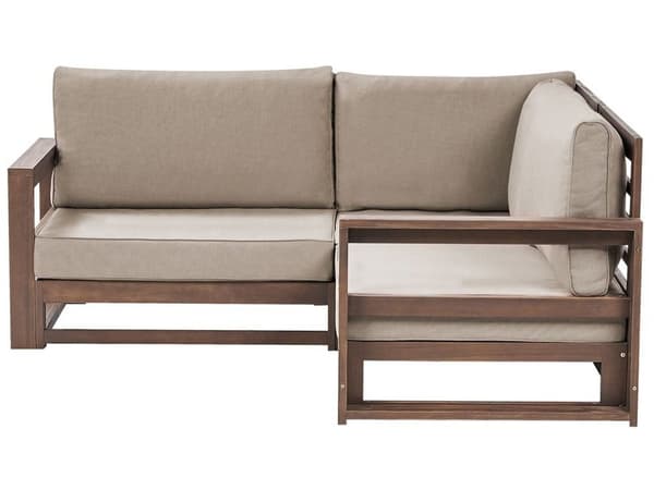 Hjørnesofa Mørkt tre Taupe Akasietre 2-seter med puter Moderne design Hagesofa Uteplass Hagemøbler