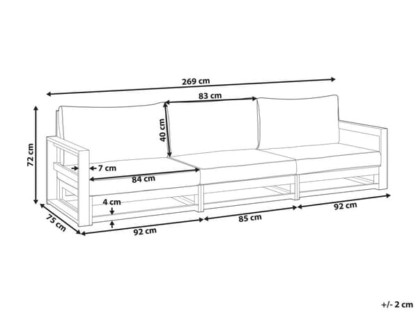 Hagesofa Mørkt tre Taupe Akasietre 3-seter med puter Moderne design Uteplass Hagemøbler