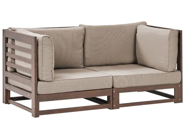 Hagesofa Mørkt Akasietre Tre Utendørs 2-seter med puter Moderne Design
