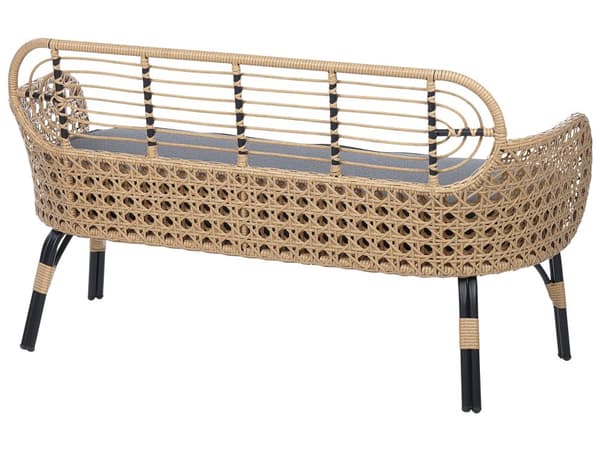 Sofa Grå Natur Rattan 2-personers med Siddepude Flettet Boho Design