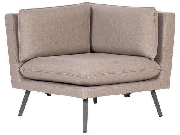 Ulkokulmasohva beige viidelle kangasverhoilu alumiini irrotettavat päälliset UV-kestävä moderni