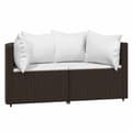 Miniatyrbillede 3 af 11: vidaXL hjørnemoduler til havesofa 2 stk. med hynder polyrattan brun