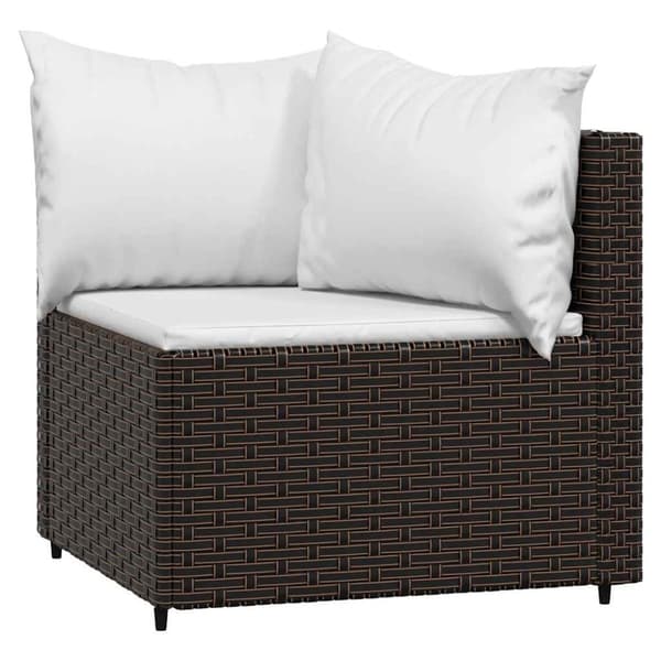 vidaXL hjørnemoduler til havesofa 2 stk. med hynder polyrattan brun