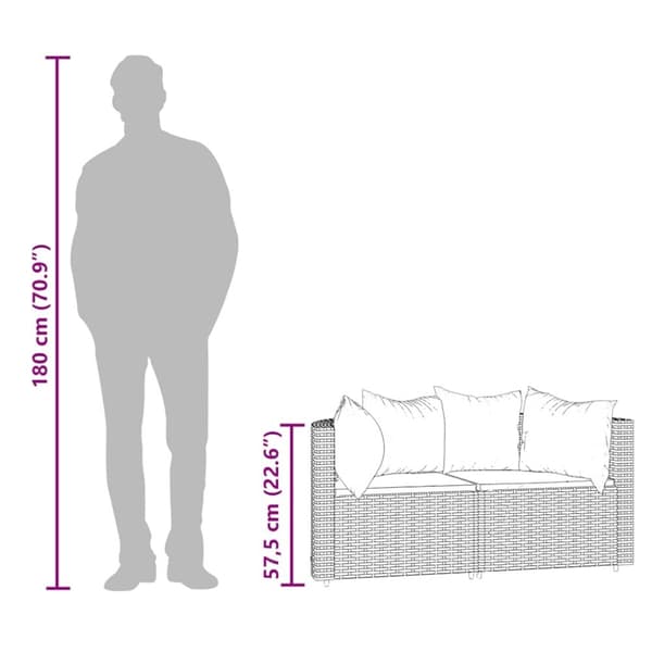 vidaXL hjørnemoduler til havesofa 2 stk. med hynder polyrattan brun