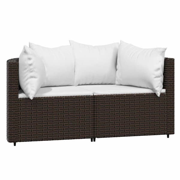 vidaXL hjørnemoduler til havesofa 2 stk. med hynder polyrattan brun