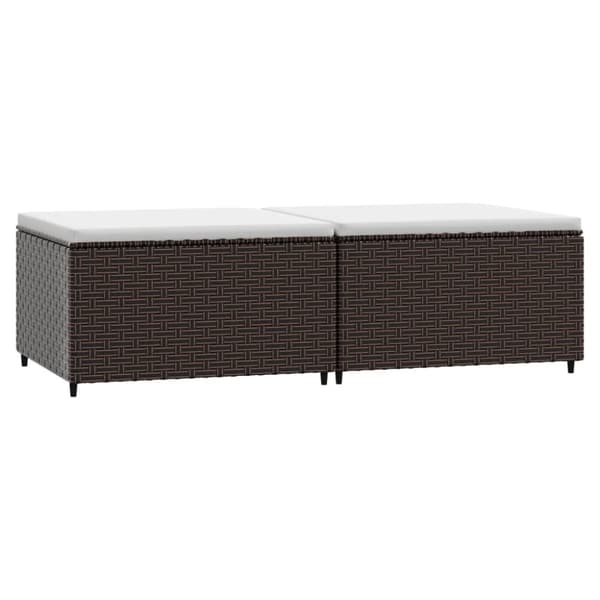 vidaXL fodskamler til have 2 stk. med hynder polyrattan brun