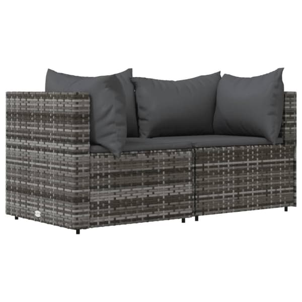 vidaXL hjørnemoduler til havesofa 2 stk. med hynder polyrattan grå