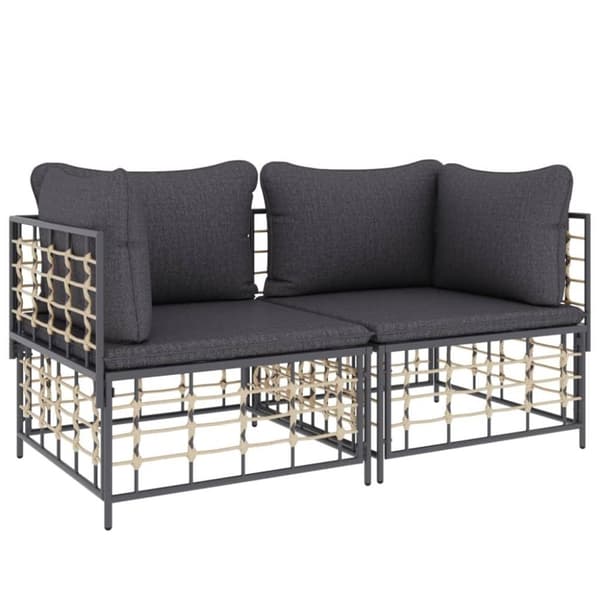 vidaXL hjørnemoduler til havesofa 2 stk. med hynder polyrattan