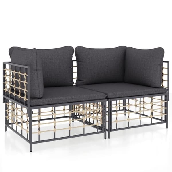 vidaXL hjørnemoduler til havesofa 2 stk. med hynder polyrattan