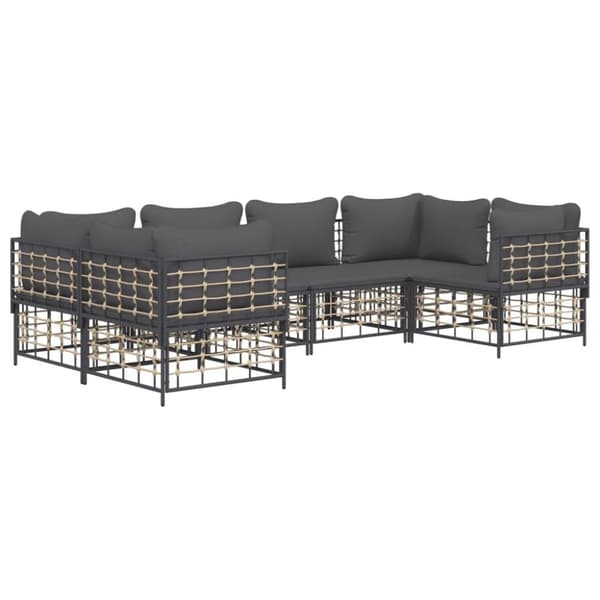 vidaXL loungesæt til haven 6 dele med hynder polyrattan antracitgrå