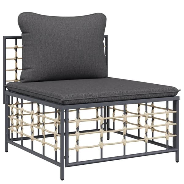 vidaXL Loungegrupp 5 delar med dynor antracit konstrotting