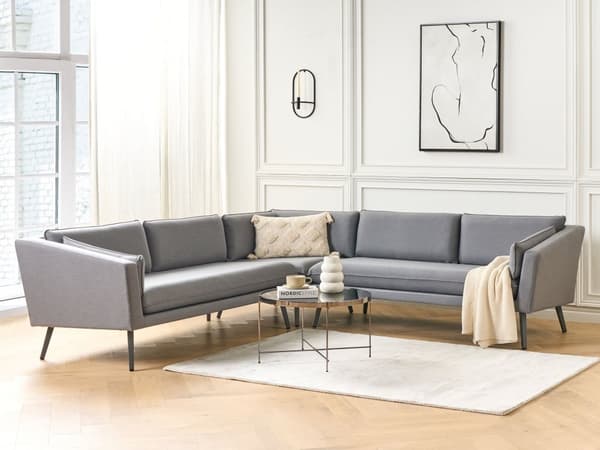 Hagesofa Grå Polyester 5-seters Sofa med UV-bestandig Moderne Design